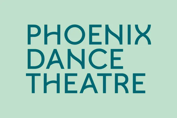 Phoenix Dance Theatre in dark green uppercase letters on a lighter green background